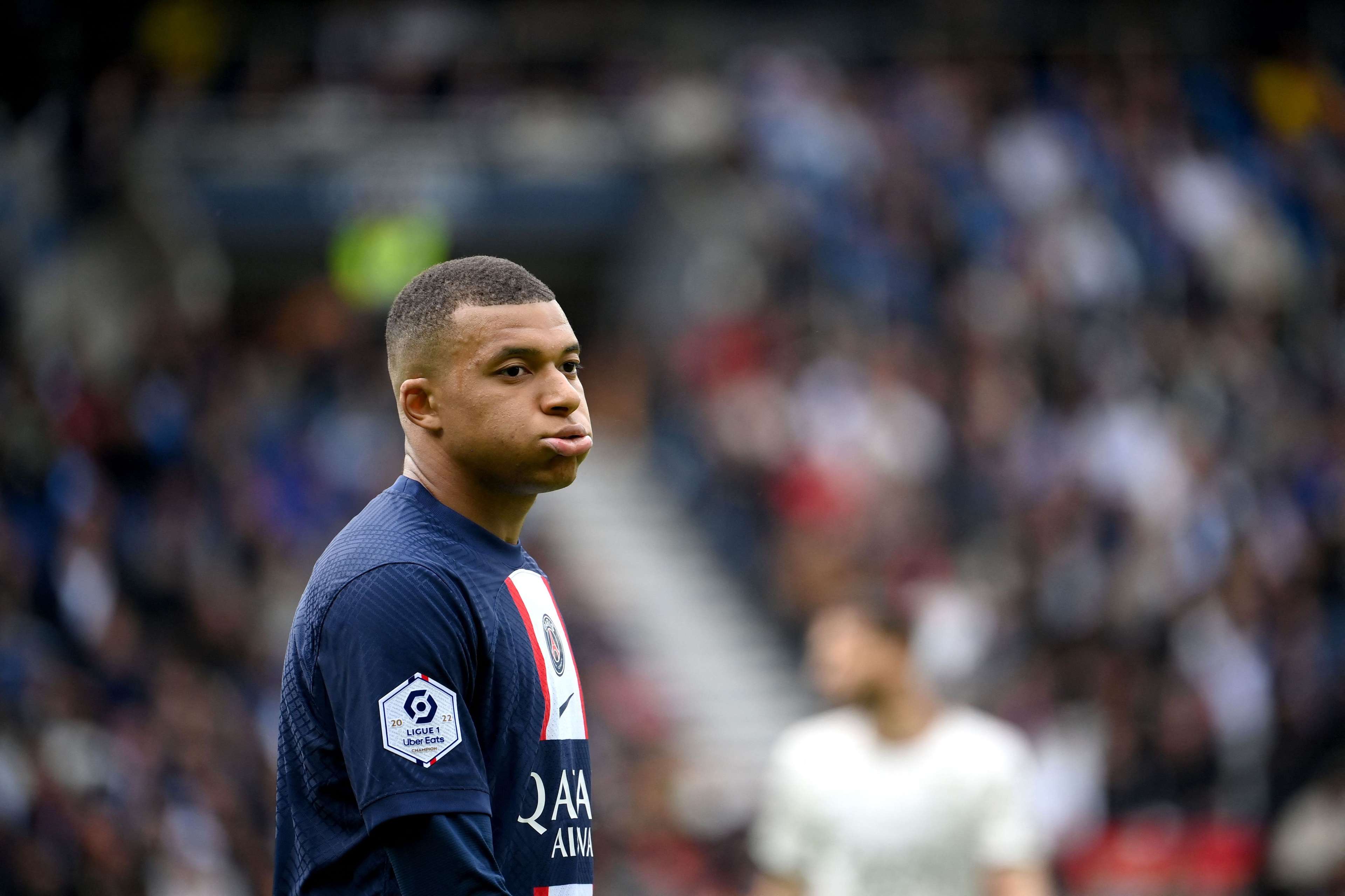 Kylian Mbappé lors de la défaite du PSG face à Lorient au Parc des Princes, le 30 avril (1-3).