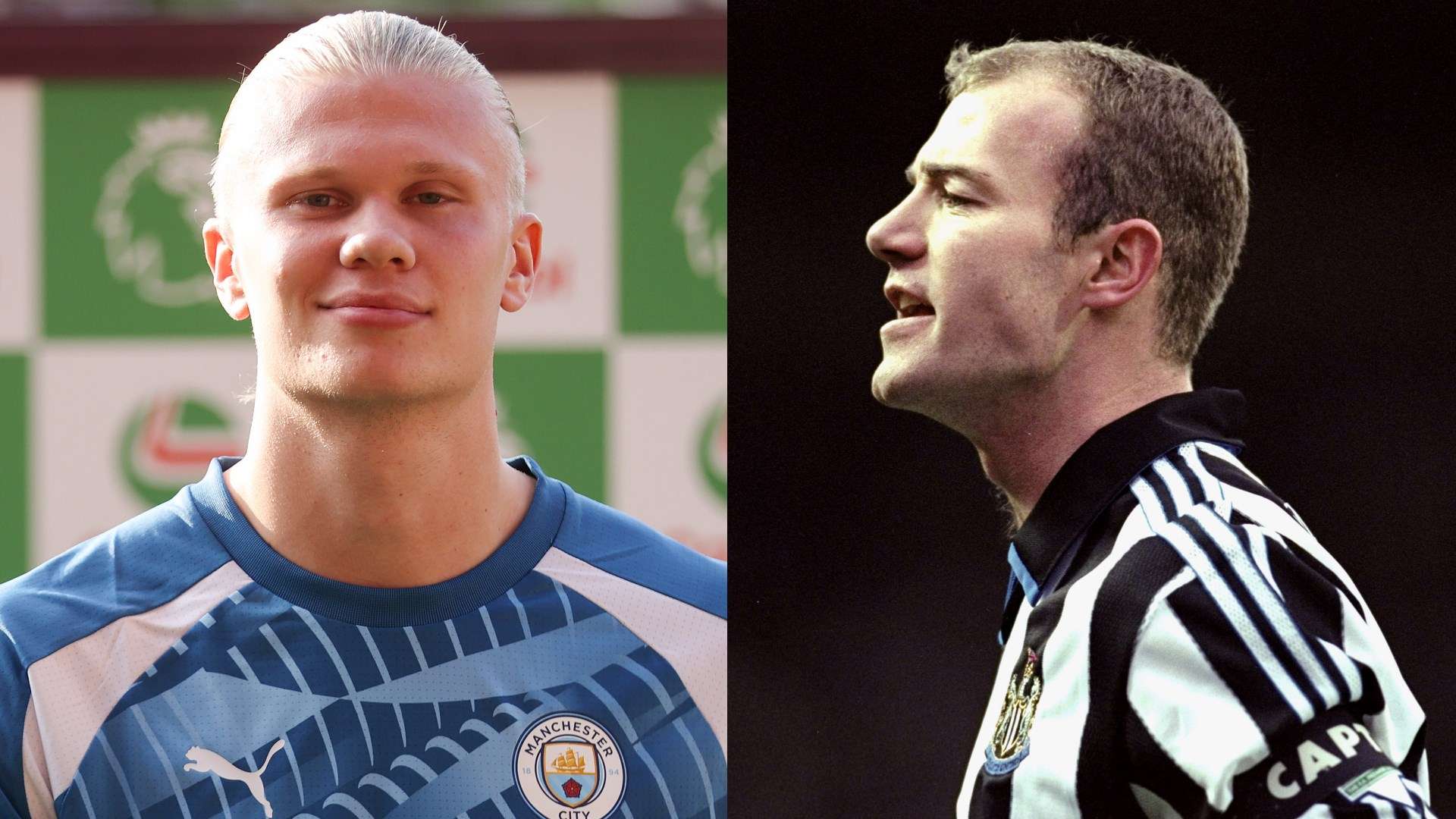 Erling Haaland Alan Shearer GFX