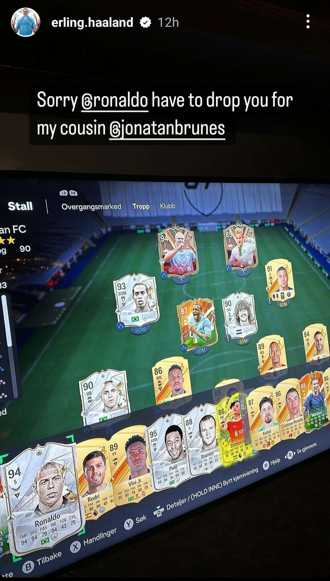 Erling Haaland EA FC 24 team Instagram