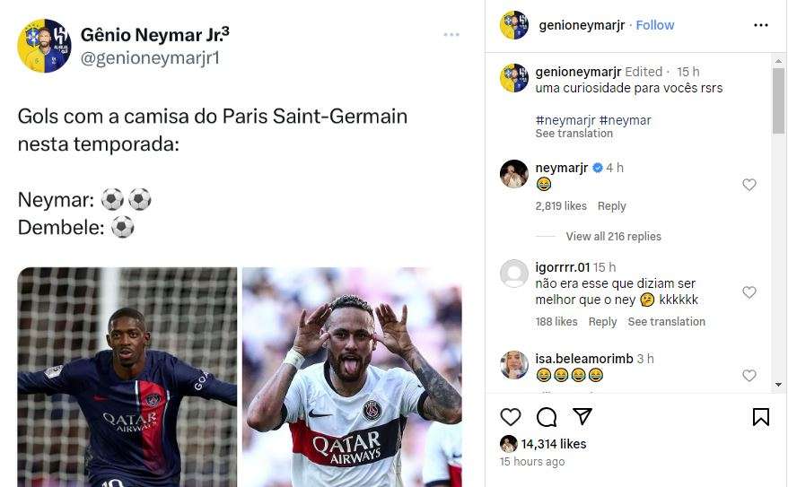 Neymar Dembele Instagram