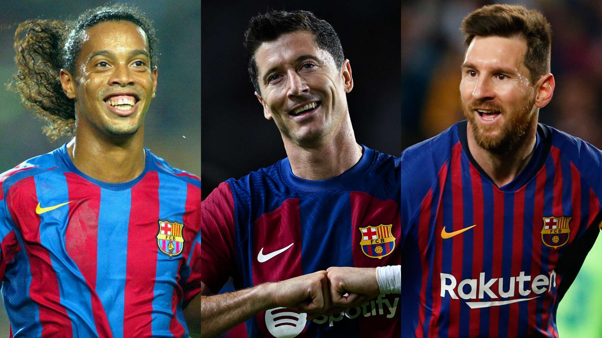 Ronaldinho Robert Lewandowski Lionel Messi Barcelona