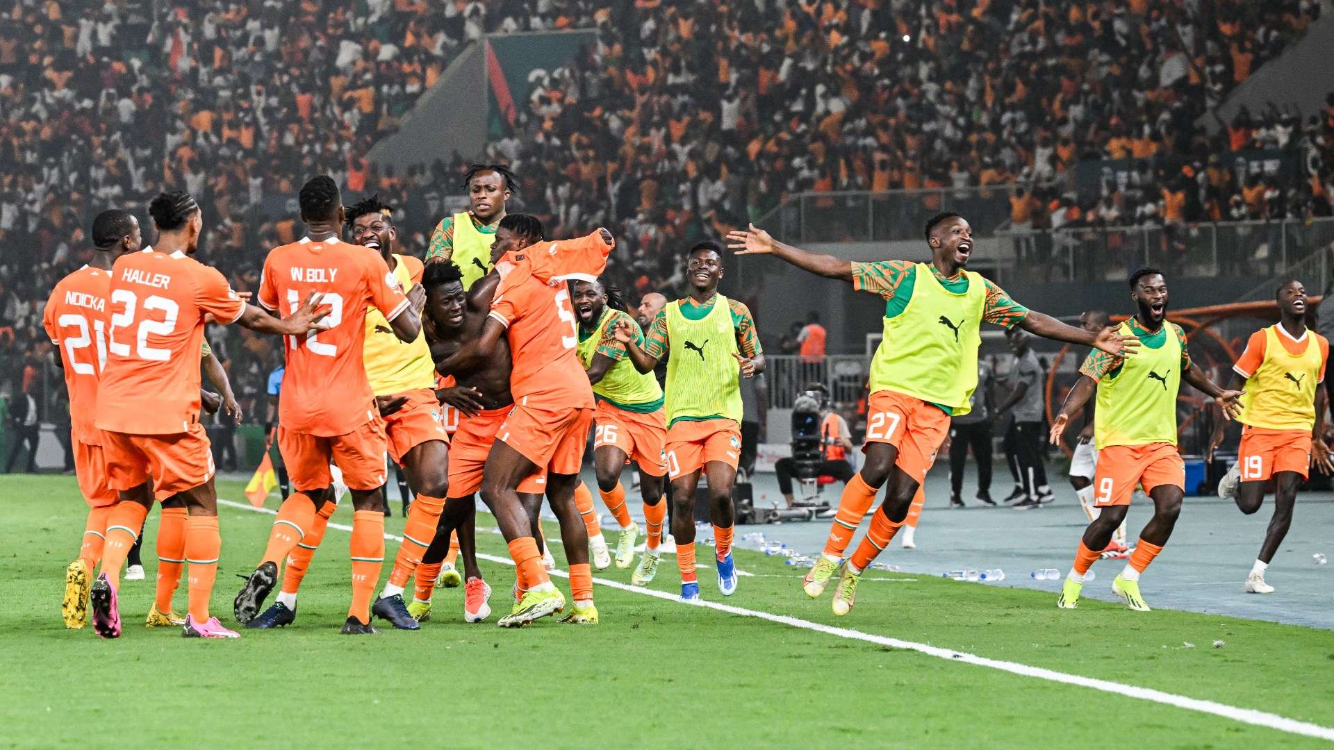 Ivory Coast celebrating AFCON win over Mali