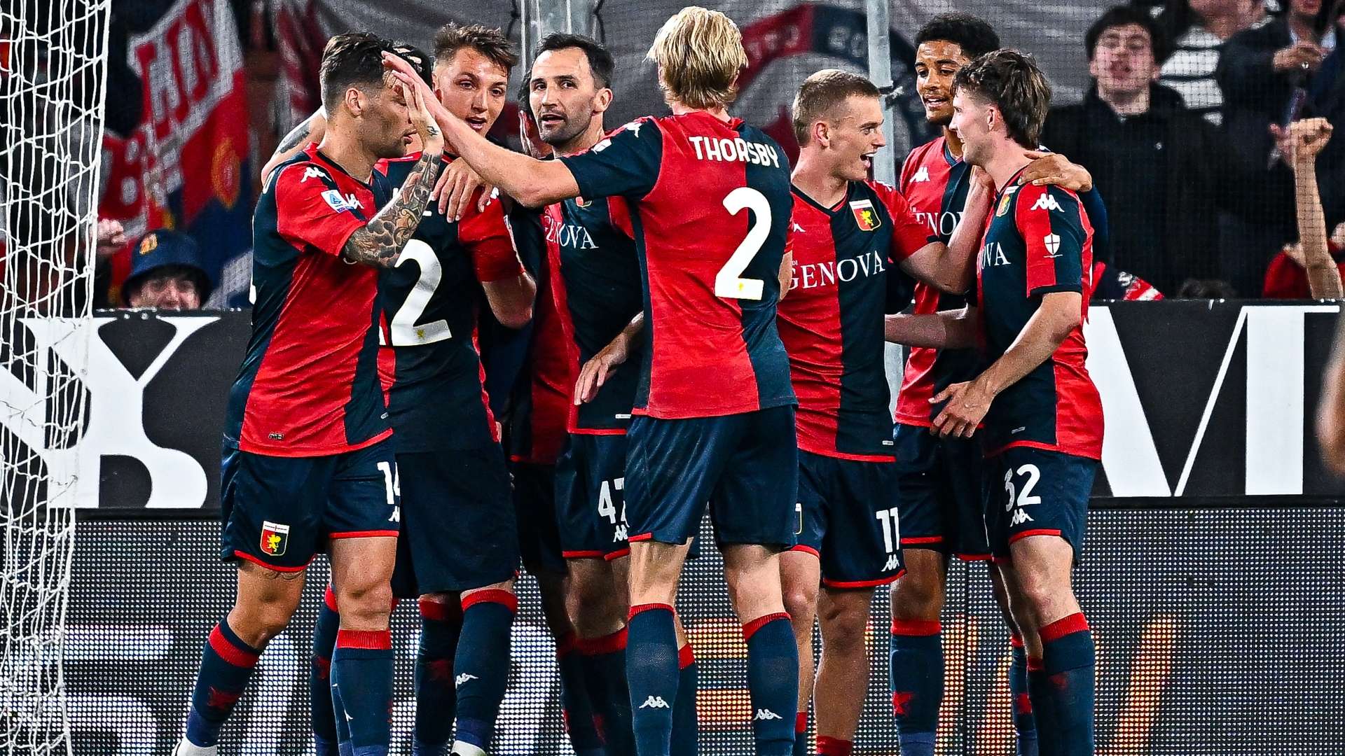 Genoa celebrates goal against Cagliari