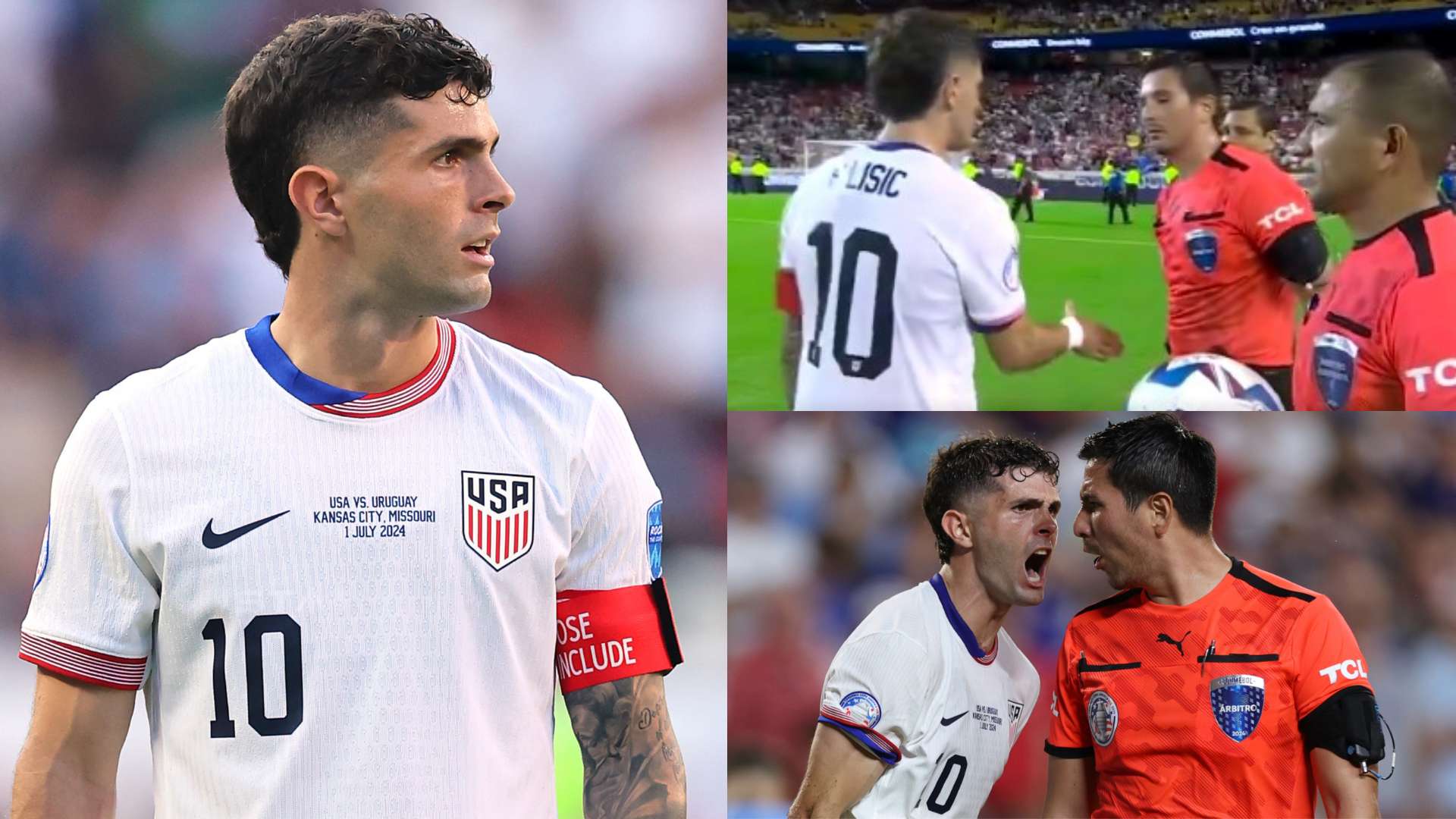 Christian Pulisic USMNT Uruguay referee 2024 Copa America