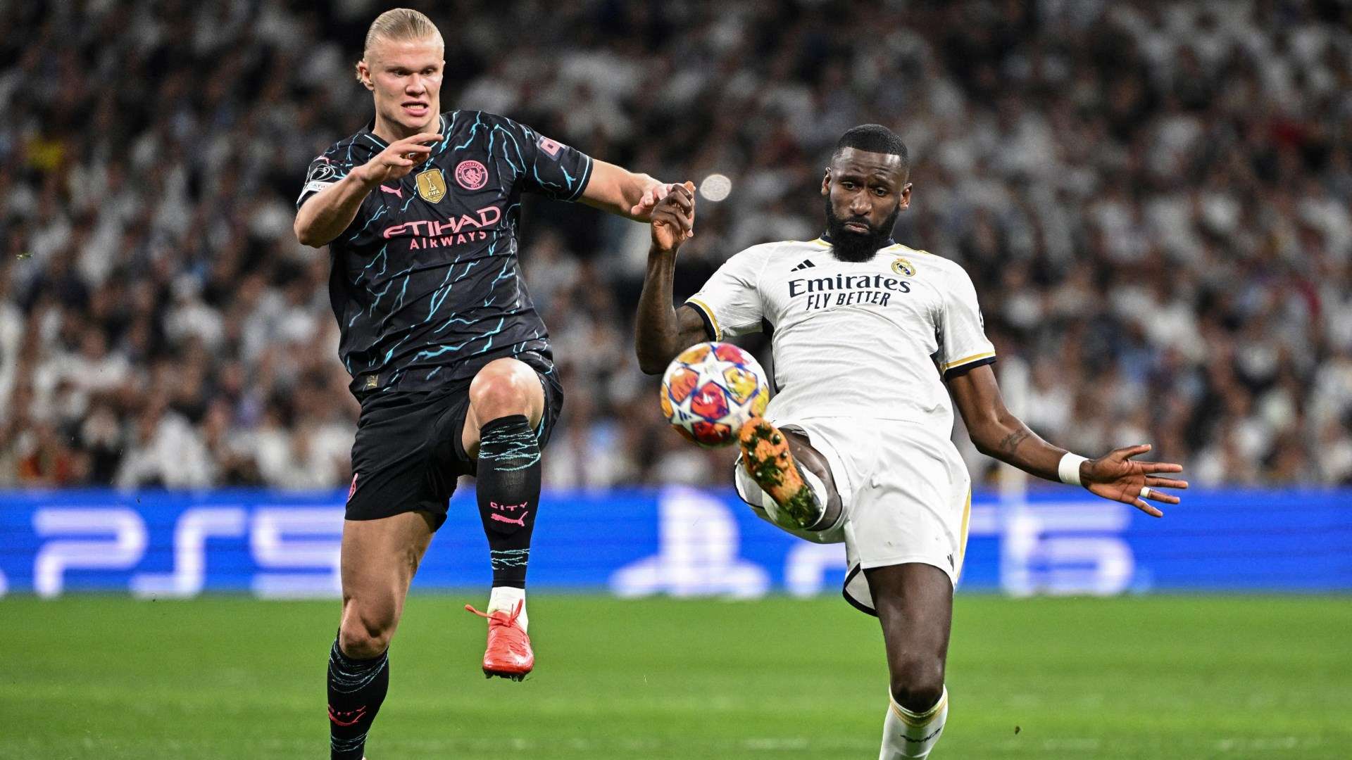 Haaland Man City Antonio Rudiger Real Madrid UCL 2024