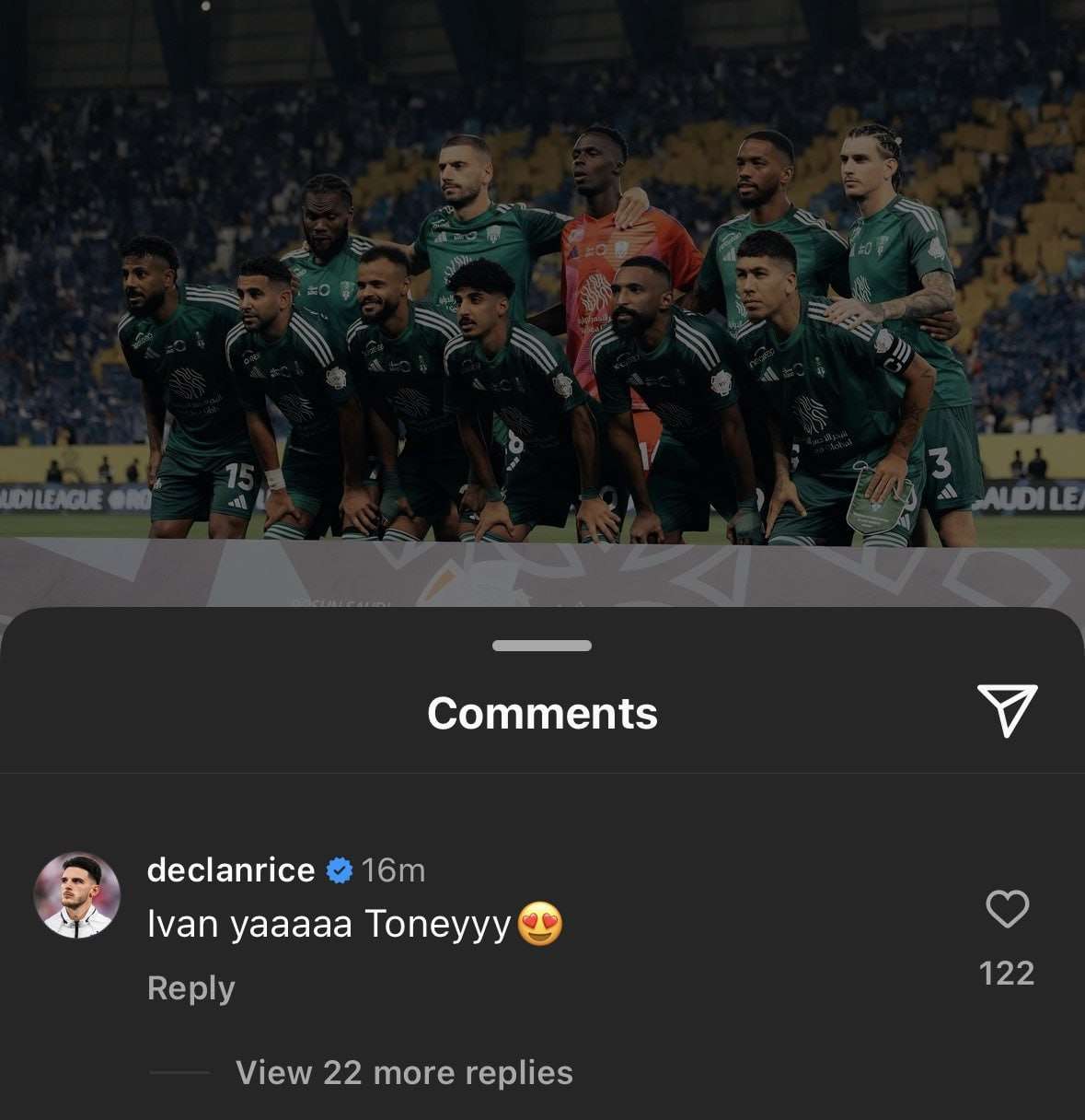 Ivan Toney Declan Rice instagram