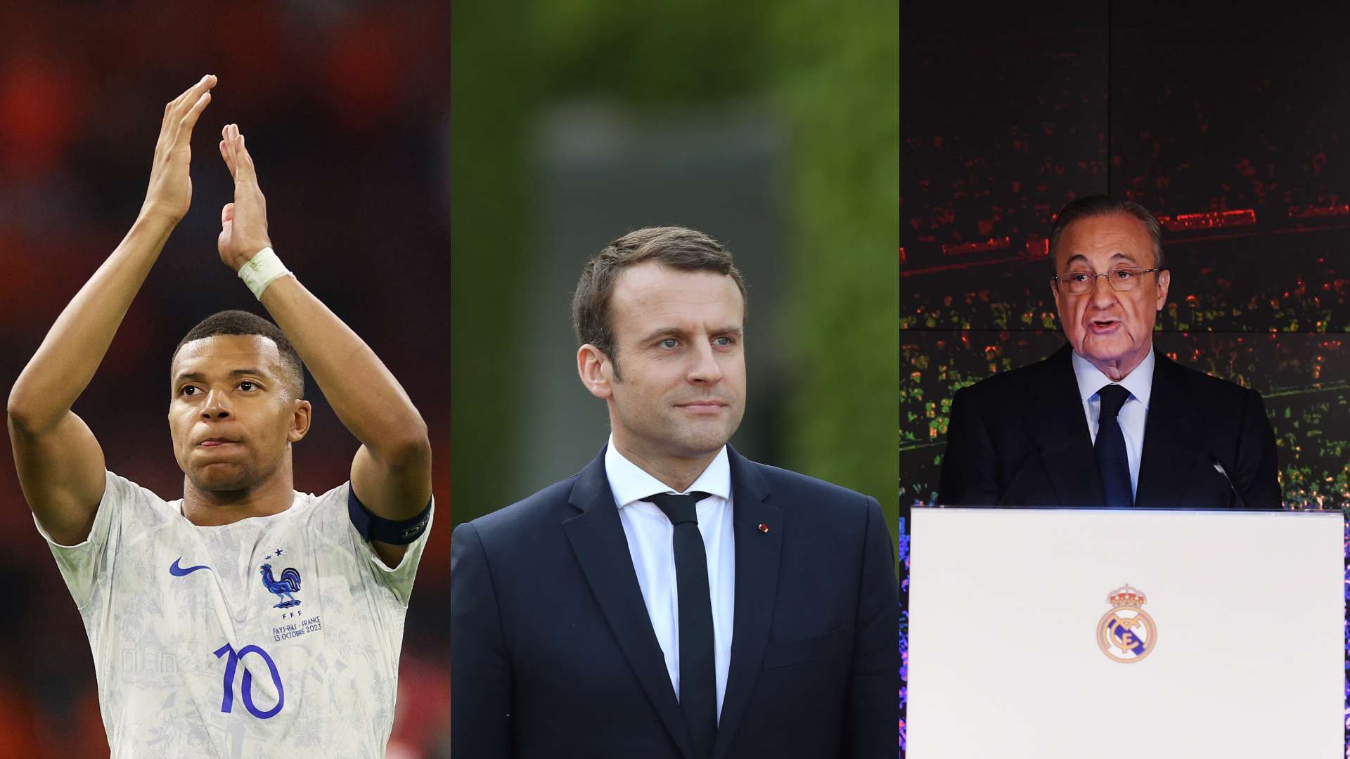 Kylian Mbappe Emmanuel Macron Florentino Perez